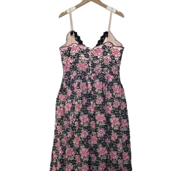 ASOS Dress Size 10 Floral Lace Midi Pink Spaghetti Straps V-Neck - Picture 4 of 7